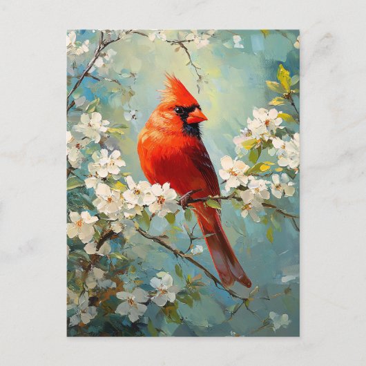 Kardinal Weiße blühende Blume Kunst Postkarte (Vorderseite)