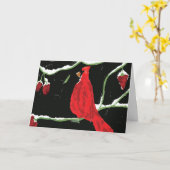 Kardinal Winter Bird Karte (Gelbe Blume)