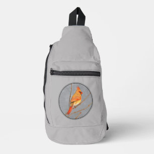 Kardinal Winter Branch Malerei Original Bird Art Crossbody Bag
