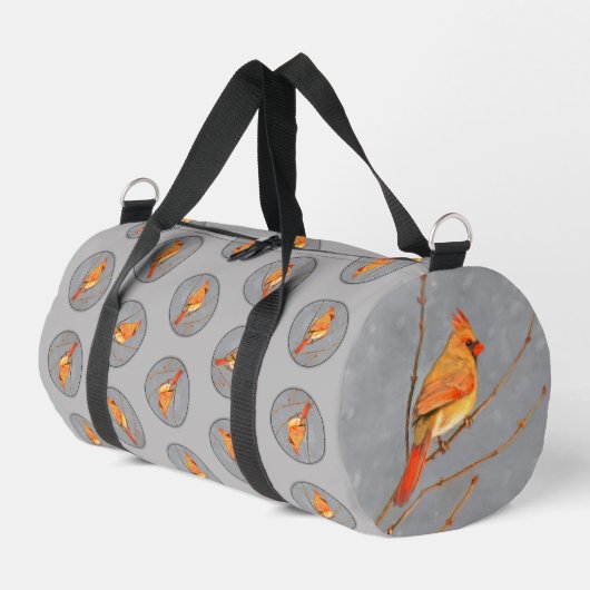 Kardinal Winter Branch Malerei Original Bird Art Duffle Bag (Linke Seite)