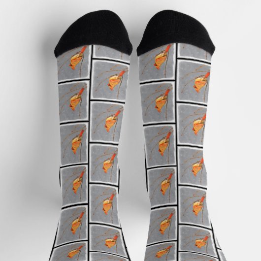 Kardinal Winter Branch Malerei Original Bird Art Socken (Oben)