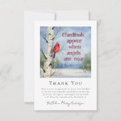 Kardinal Winter Snow Beileid Beerdigung Dankeskarte (Vorderseite)