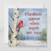 Kardinal Winter Snow Beileid Beerdigung Dankeskarte (Vorderseite)