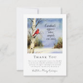 Kardinal Winter Snow Beileid Beerdigung Dankeskarte (Vorderseite)