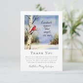 Kardinal Winter Snow Beileid Beerdigung Dankeskarte (Stehend Vorderseite)