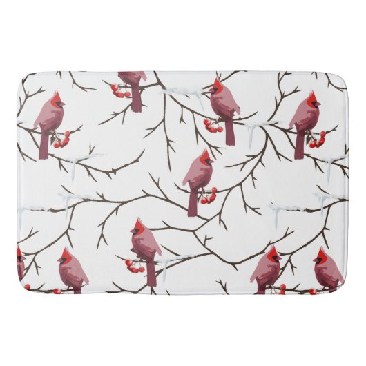 Kardinal-, Winter- und Schneemuster Badematte (Vorderseite)