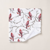 Kardinal-, Winter- und Schneemuster Badhandtuch Set (Waschlappen)