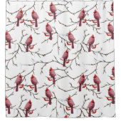 Kardinal-, Winter- und Schneemuster Duschvorhang (Vorderseite)