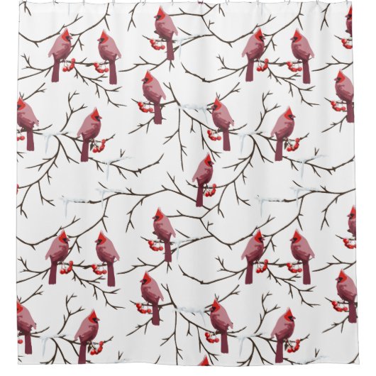 Kardinal-, Winter- und Schneemuster Duschvorhang (Vorderseite)