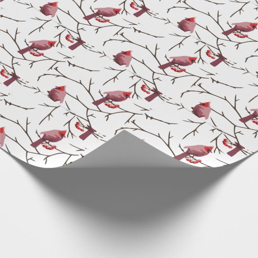 Kardinal-, Winter- und Schneemuster Geschenkpapier (Ecke)