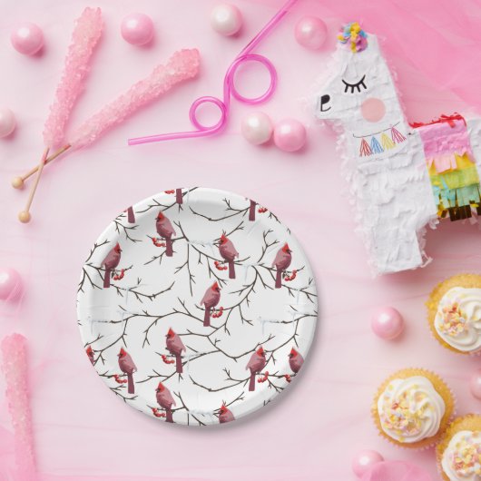 Kardinal-, Winter- und Schneemuster Pappteller (Party)