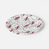 Kardinal-, Winter- und Schneemuster Pappteller (Schrägansicht)