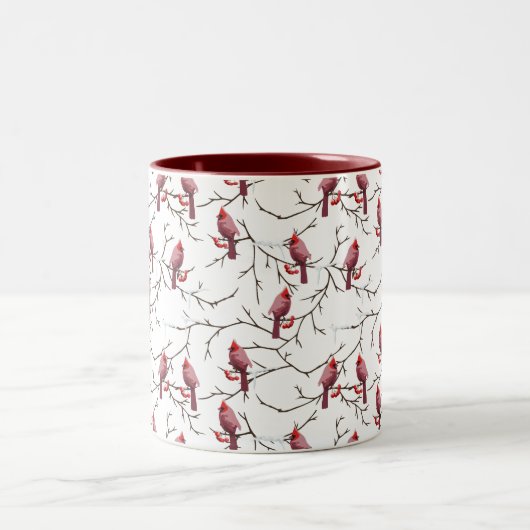 Kardinal-, Winter- und Schneemuster Zweifarbige Tasse (Mittel)