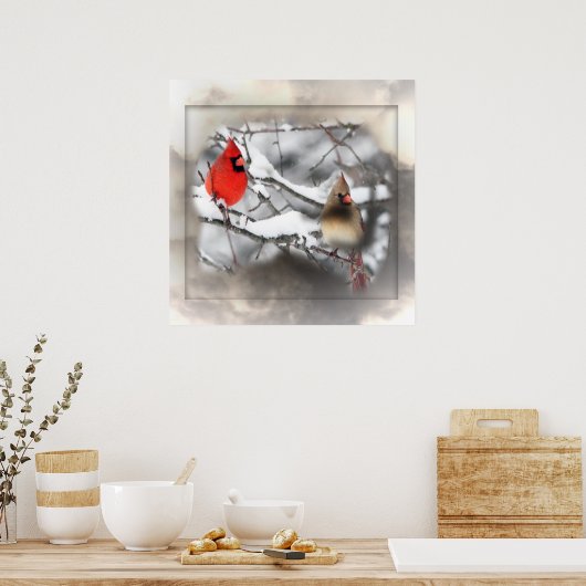 Kardinal Winterzauberposter Poster (Küche)