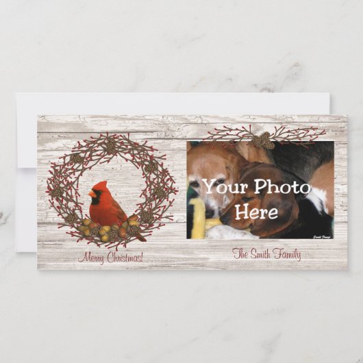 Kardinal-Wreath-Fotokarte Feiertagskarte (Vorderseite)