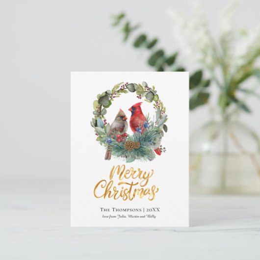 Kardinal Wreath Frohe Weihnachten (Stehend Vorderseite)