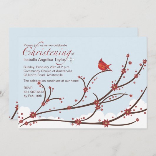 Kardinal zu einer Zweigstelle Einladung (Vorne/Hinten)