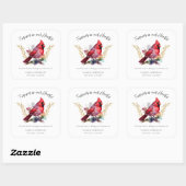 Kardinal zum Blumengeweih Quadratischer Aufkleber (Blatt)