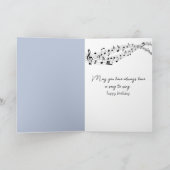 Kardinal zum Geburtstag im Winter singen Karte (Innenseite)