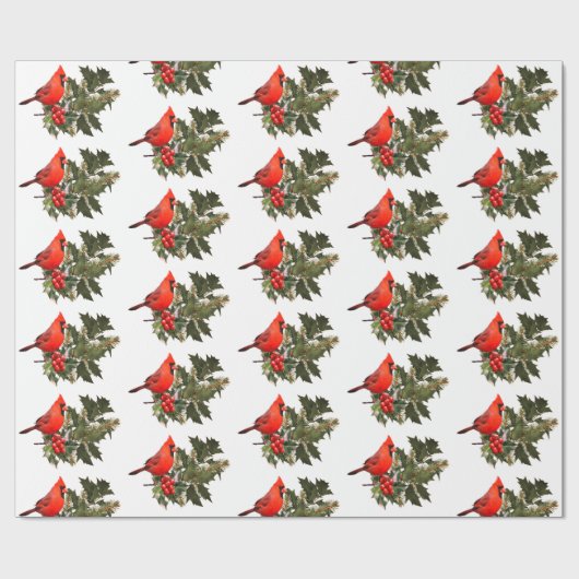 Kardinal zum Holly Wrapping Paper Geschenkpapier (Flach)
