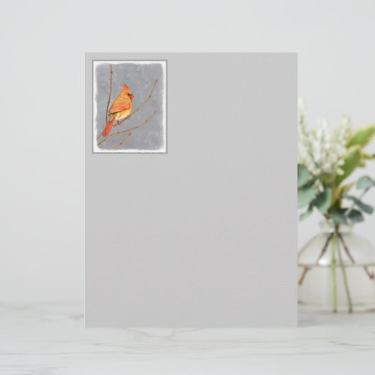 Kardinal zur Zweigmalerei - Originale Vogelkunst (Stehend Vorderseite)