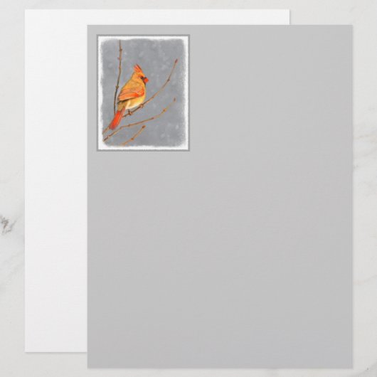 Kardinal zur Zweigmalerei - Originale Vogelkunst (Vorne/Hinten)