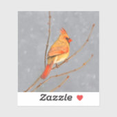 Kardinal zur Zweigmalerei - Originale Vogelkunst Aufkleber (Blatt)