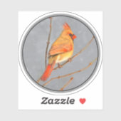 Kardinal zur Zweigmalerei - Originale Vogelkunst Aufkleber (Blatt)