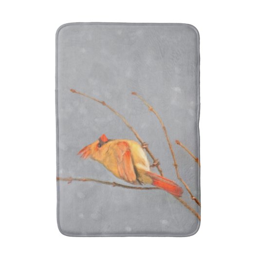 Kardinal zur Zweigmalerei - Originale Vogelkunst Badematte (Vorderseite Vertikal)