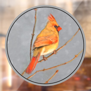 Kardinal zur Zweigmalerei - Originale Vogelkunst Fensteraufkleber
