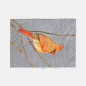 Kardinal zur Zweigmalerei - Originale Vogelkunst Fleecedecke (Vorderseite (Horizontal))