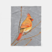 Kardinal zur Zweigmalerei - Originale Vogelkunst Fleecedecke (Vorderseite)