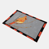 Kardinal zur Zweigmalerei - Originale Vogelkunst Fußmatte (Schrägansicht)