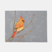 Kardinal zur Zweigmalerei - Originale Vogelkunst Fußmatte (Vorderseite)