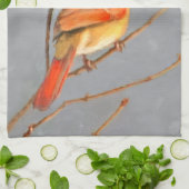 Kardinal zur Zweigmalerei - Originale Vogelkunst Geschirrtuch (Gefaltet)