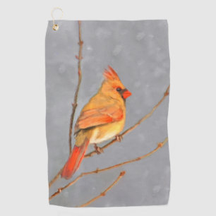 Kardinal zur Zweigmalerei - Originale Vogelkunst Golfhandtuch