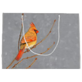 Kardinal zur Zweigmalerei - Originale Vogelkunst Große Geschenktüte (Rückseite)