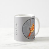 Kardinal zur Zweigmalerei - Originale Vogelkunst Kaffeetasse (VorderseiteRechts)
