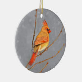 Kardinal zur Zweigmalerei - Originale Vogelkunst Keramikornament (Rechts)