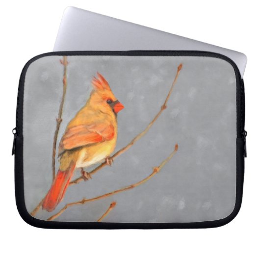 Kardinal zur Zweigmalerei - Originale Vogelkunst Laptopschutzhülle (Vorderseite)