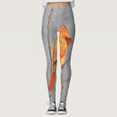 Kardinal zur Zweigmalerei - Originale Vogelkunst Leggings (Vorderseite)