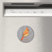Kardinal zur Zweigmalerei - Originale Vogelkunst Magnet (In Situ (Geschirrspüler))