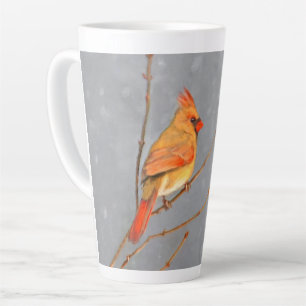 Kardinal zur Zweigmalerei - Originale Vogelkunst Milchtasse