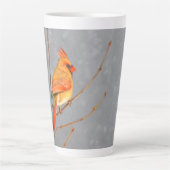 Kardinal zur Zweigmalerei - Originale Vogelkunst Milchtasse (Vorderseite)