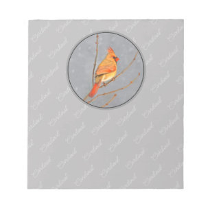 Kardinal zur Zweigmalerei - Originale Vogelkunst Notizblock