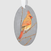 Kardinal zur Zweigmalerei - Originale Vogelkunst Ornament (Vorderseite)