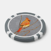 Kardinal zur Zweigmalerei - Originale Vogelkunst Pokerchips (Einzeln)
