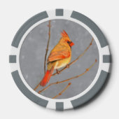 Kardinal zur Zweigmalerei - Originale Vogelkunst Pokerchips (Vorderseite)