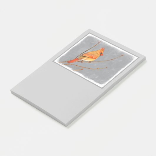 Kardinal zur Zweigmalerei - Originale Vogelkunst Post-it Klebezettel (angewinkelt)