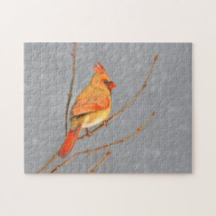 Kardinal zur Zweigmalerei - Originale Vogelkunst Puzzle